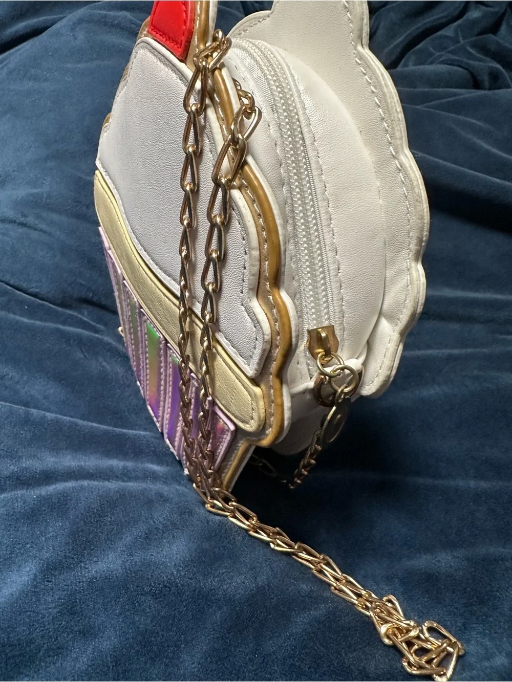 Cupcake Crossbody Bag - White with Holographic Accents